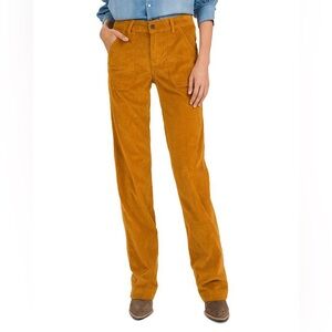 Ba&sh VOLDA COTTON-BLEND CORDUROY STRAIGHT-LEG PANTS IN SAFFRON